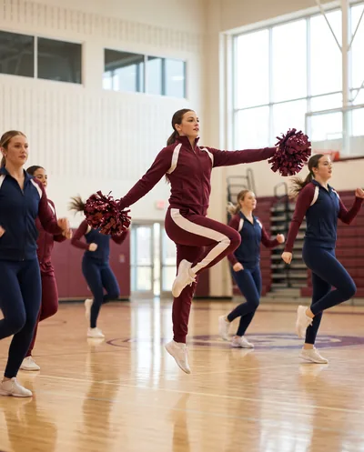 A cheer dancer with pom poms